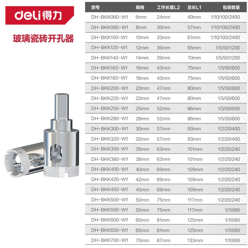 玻璃瓷砖开孔器42mm(银)(个)