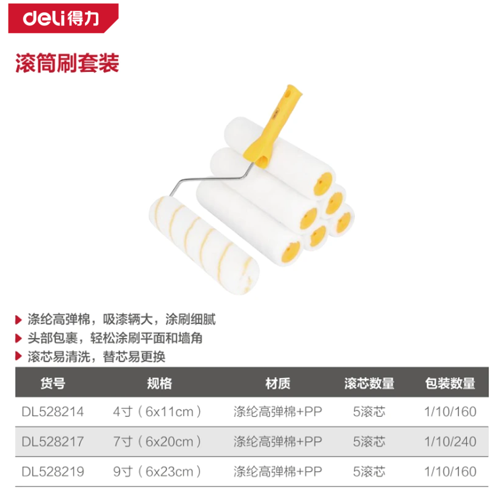 滚筒刷6件套7寸+5滚芯(白)(套)