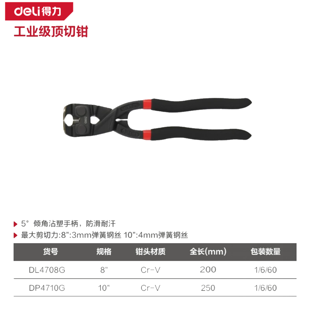 [DL4710G] 工业级顶切钳10寸(红)(把)