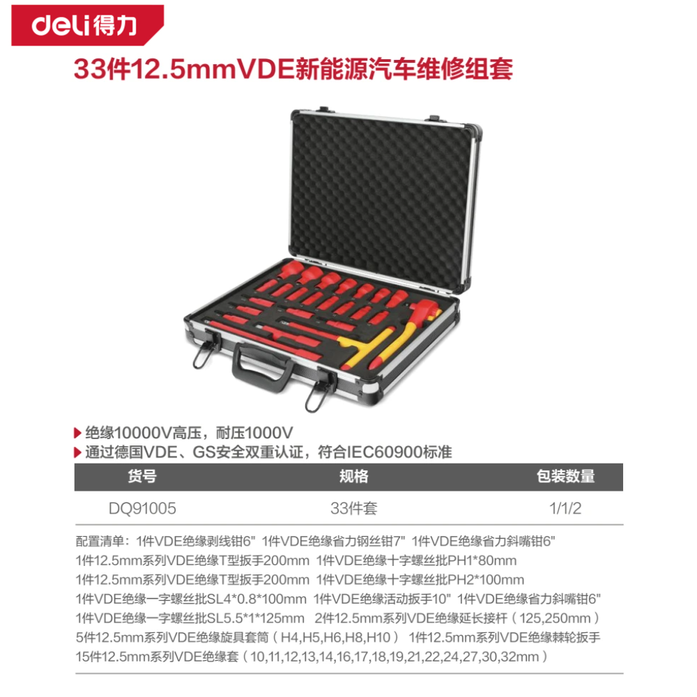 33件12.5mm系列VDE绝缘综合维修组套(黑(套