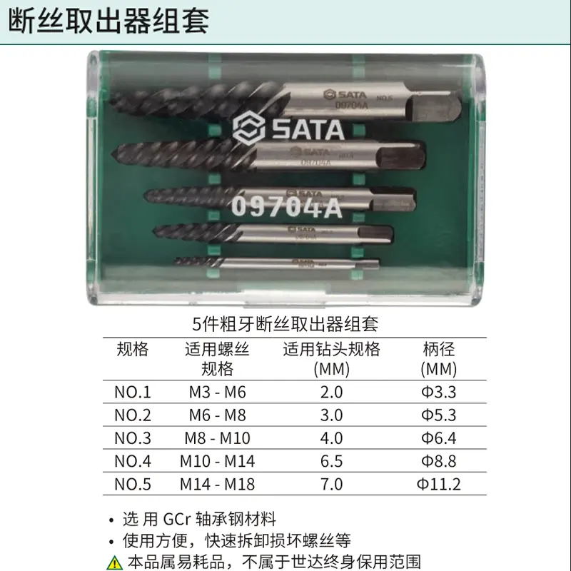 5件粗牙断丝取出器组套