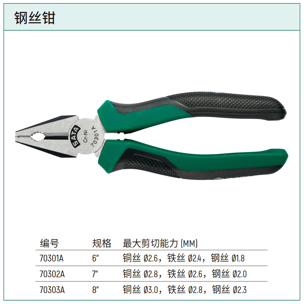 [70301A] 钢丝钳6"