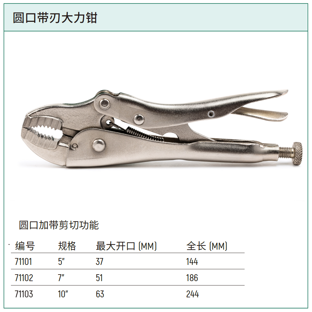 圆口带刃大力钳7"