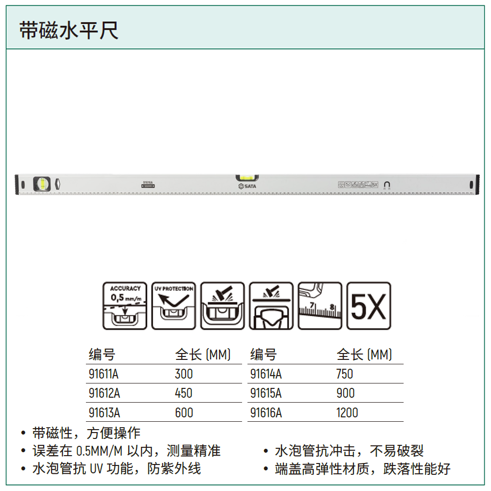 带磁水平尺1200MM/48"