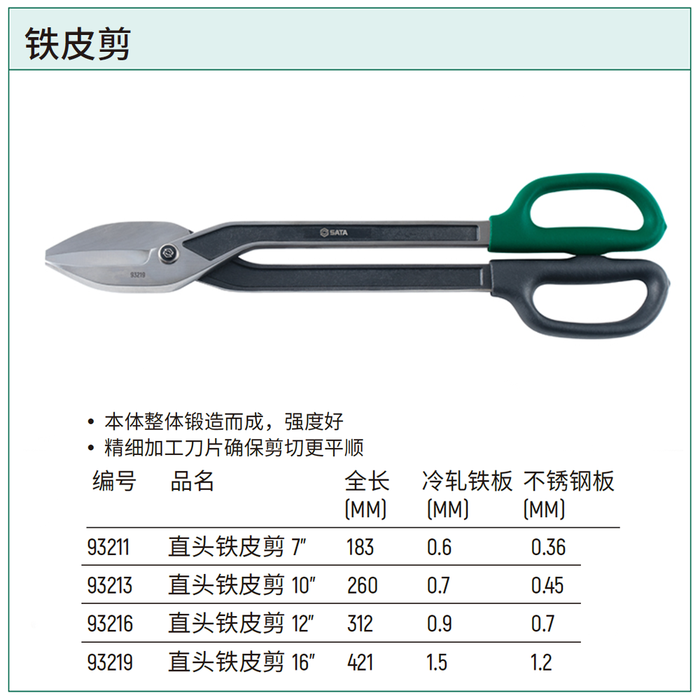 直头铁皮剪16"