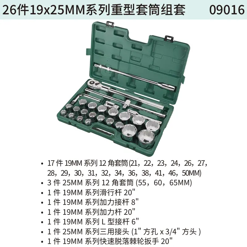 26件19x25MM系列重型套筒组套
